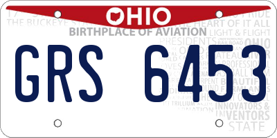 OH license plate GRS6453