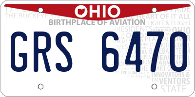 OH license plate GRS6470