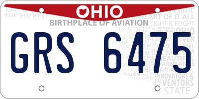 OH license plate GRS6475