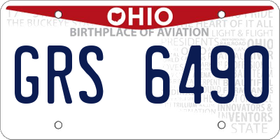 OH license plate GRS6490