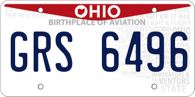OH license plate GRS6496