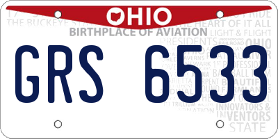 OH license plate GRS6533