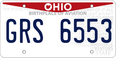 OH license plate GRS6553
