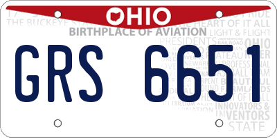 OH license plate GRS6651