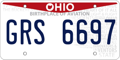 OH license plate GRS6697