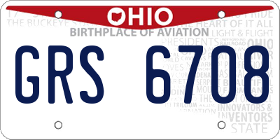 OH license plate GRS6708