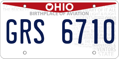 OH license plate GRS6710