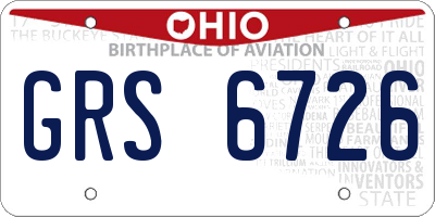 OH license plate GRS6726