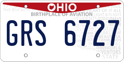 OH license plate GRS6727