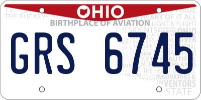 OH license plate GRS6745