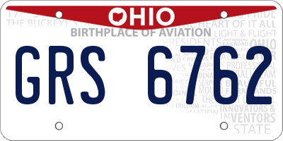 OH license plate GRS6762