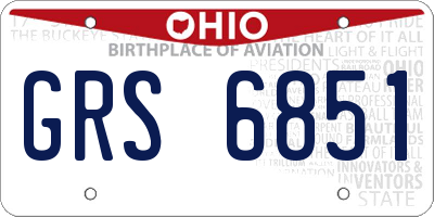 OH license plate GRS6851