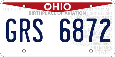OH license plate GRS6872