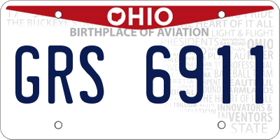OH license plate GRS6911
