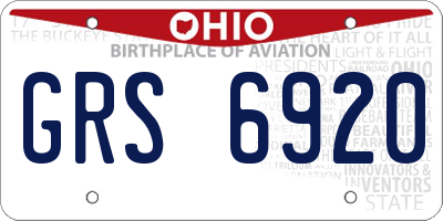 OH license plate GRS6920