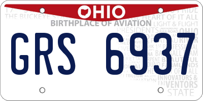 OH license plate GRS6937
