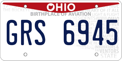 OH license plate GRS6945