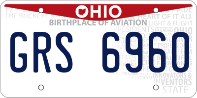 OH license plate GRS6960