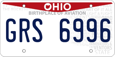 OH license plate GRS6996
