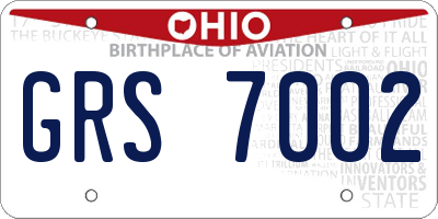 OH license plate GRS7002