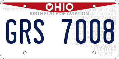 OH license plate GRS7008