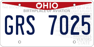 OH license plate GRS7025