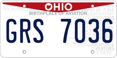 OH license plate GRS7036