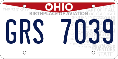 OH license plate GRS7039