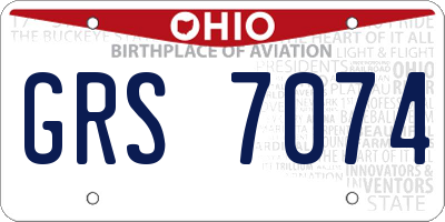 OH license plate GRS7074