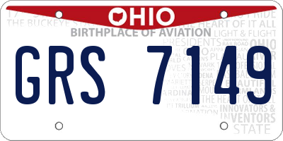 OH license plate GRS7149