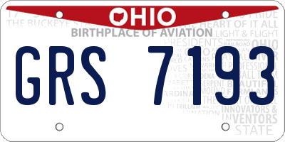 OH license plate GRS7193
