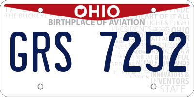 OH license plate GRS7252