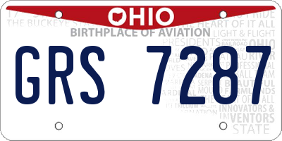 OH license plate GRS7287