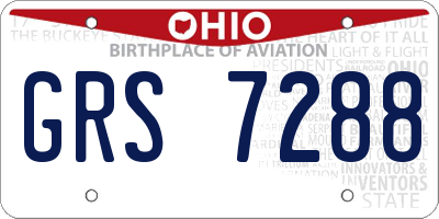 OH license plate GRS7288