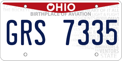OH license plate GRS7335