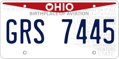 OH license plate GRS7445