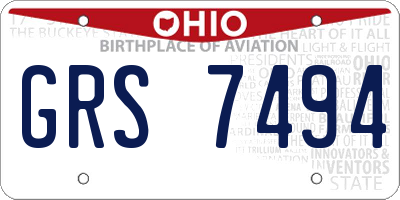 OH license plate GRS7494