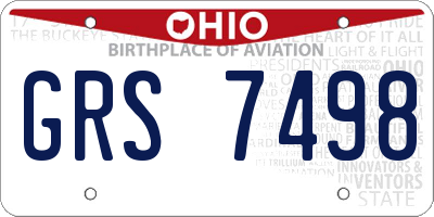 OH license plate GRS7498