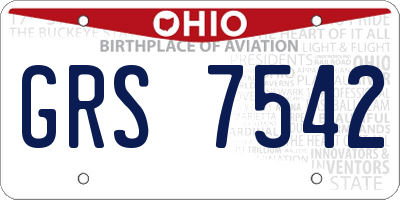 OH license plate GRS7542