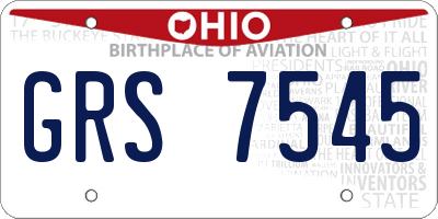 OH license plate GRS7545