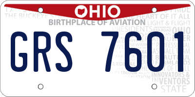 OH license plate GRS7601