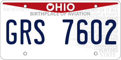 OH license plate GRS7602