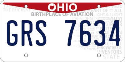 OH license plate GRS7634