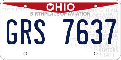 OH license plate GRS7637