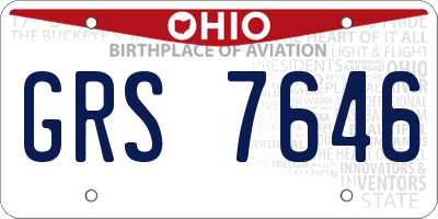 OH license plate GRS7646