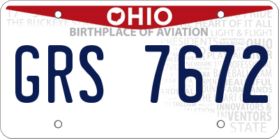 OH license plate GRS7672