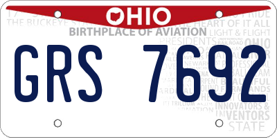 OH license plate GRS7692