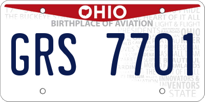 OH license plate GRS7701