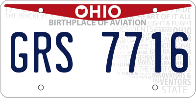 OH license plate GRS7716