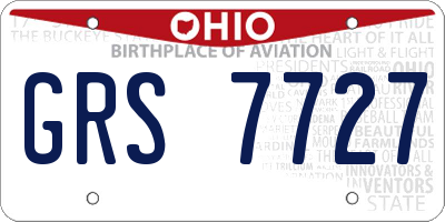 OH license plate GRS7727